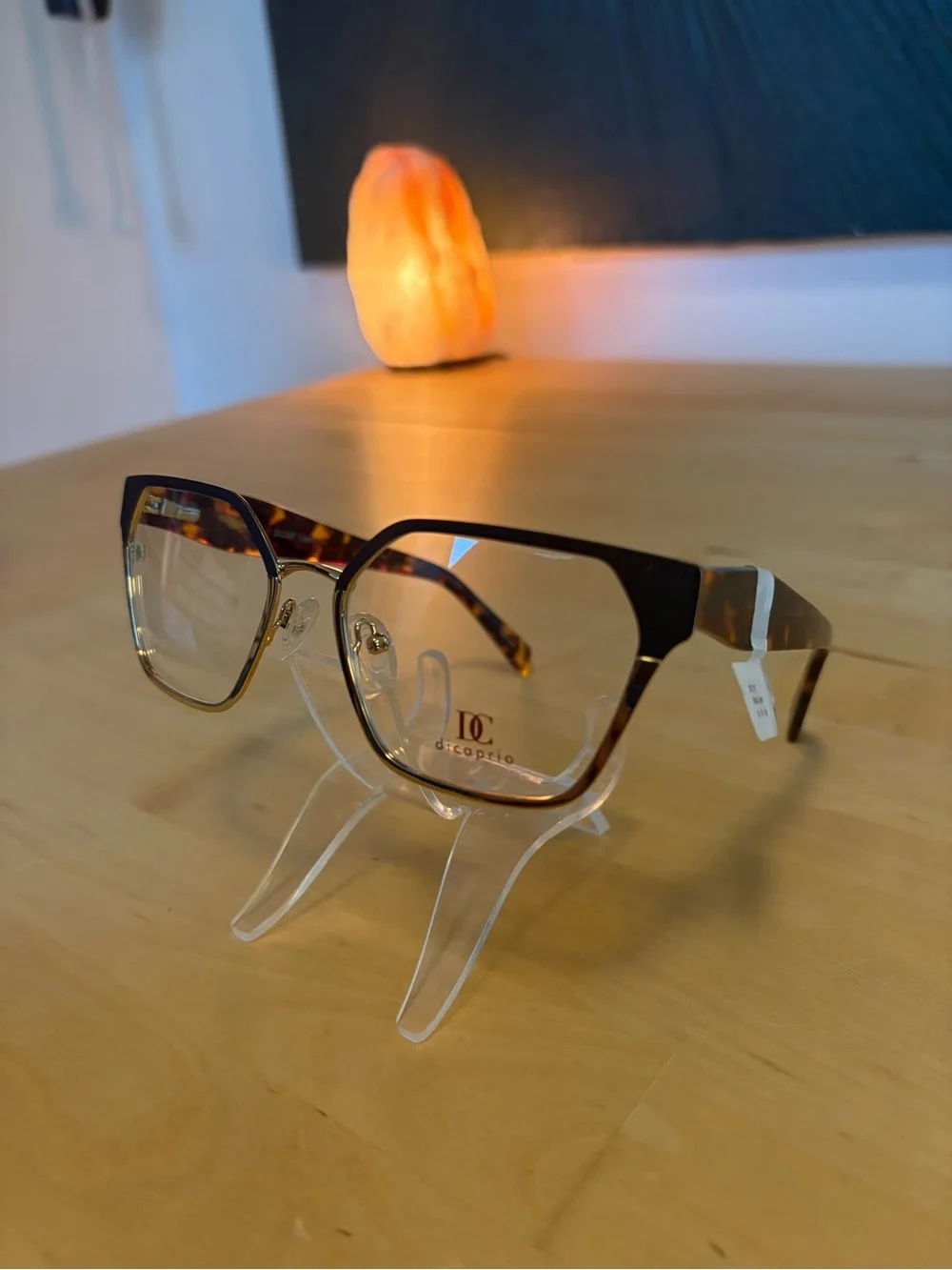 DiCaprio Geometric Metal Eyeglasses Black Gold Tortoise DC 357 53-18-140 NWT